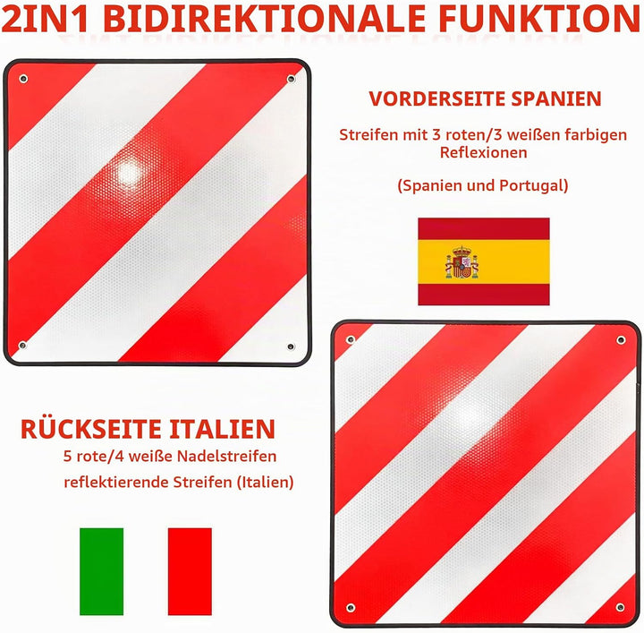 Reflektierendes Warnschild,Warntafel Fahrradträger 50 x 50 cm,Reflektierend Warnschild,2in1 rot Weis