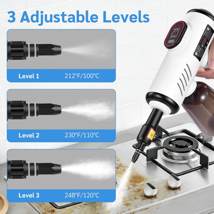 1500W Handdampfreiniger, 15 Sekunden Aufheizzeit, 3 Geschwindigkeitsstufen, 600ml Wassertank Steam C
