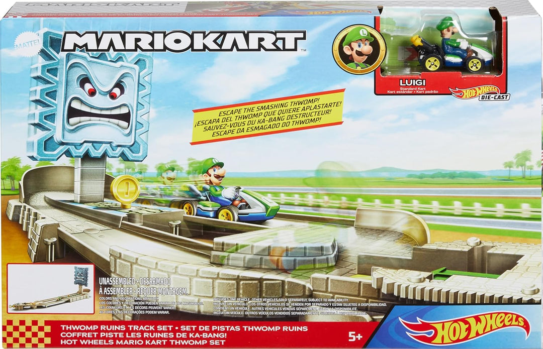 Hot Wheels Mario Kart Trackset - Ruinen-Bahn mit Mario Die-Cast-Kart für Kinder ab 5 Jahren, stunden