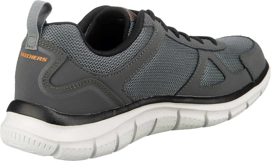 Skechers Herren Sneaker Sportschuhe 42 EU Charcoal Leather Mesh Pu Black Trim, 42 EU Charcoal Leathe