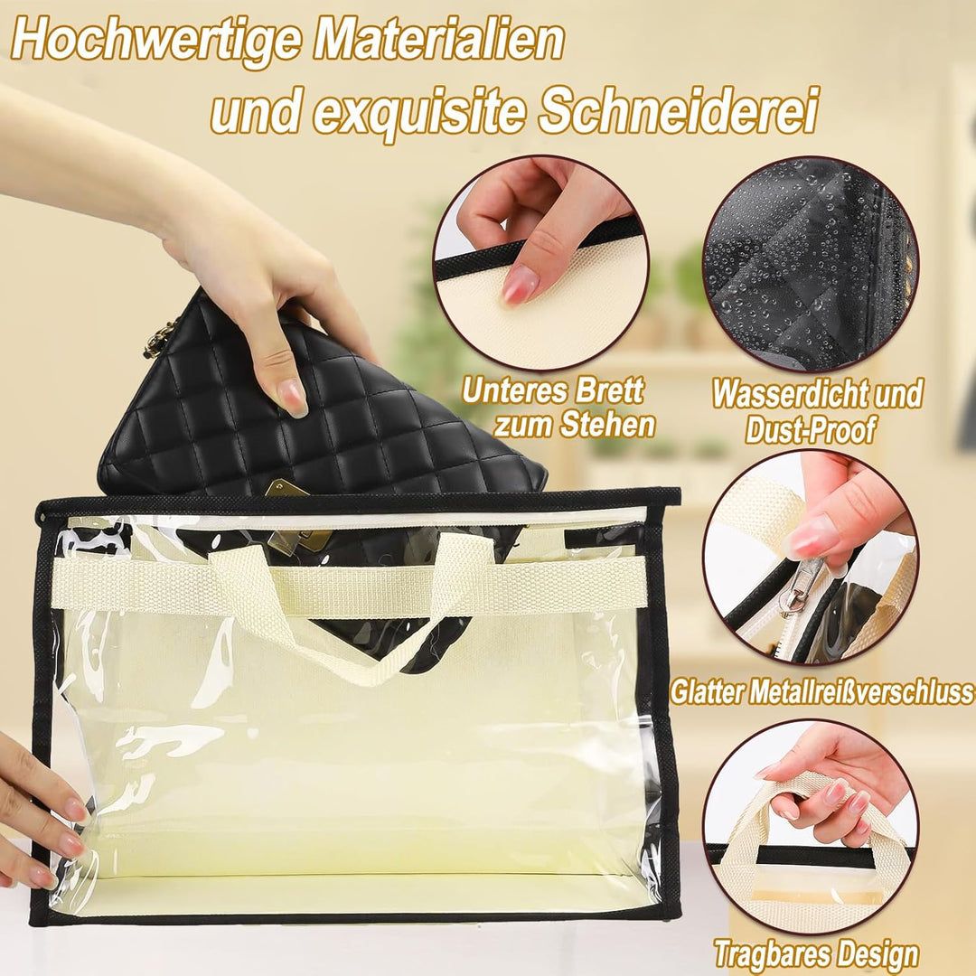 9 Stück Transparente Handtaschen-Aufbewahrungstasche, 3 Grössen Handtaschen Staubschutzbeutel mit Re
