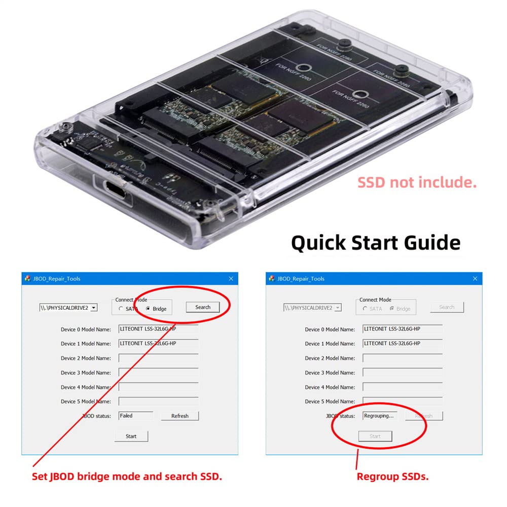 cablecc Dual NGFF B+M-Key M.2 SSD Karte JBOD Raid0 Span Bridge auf USB3.0 Typ-C USB-C 2.5inch SATA C