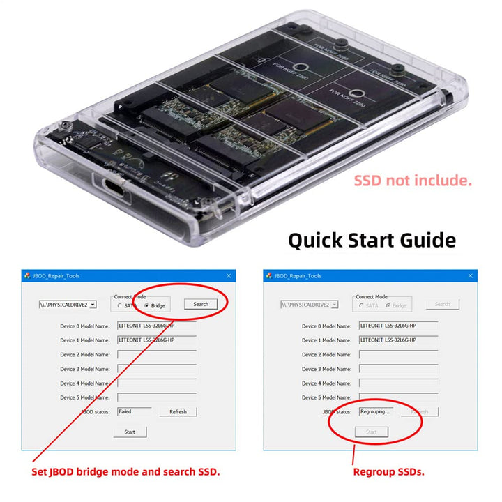 cablecc Dual NGFF B+M-Key M.2 SSD Karte JBOD Raid0 Span Bridge auf USB3.0 Typ-C USB-C 2.5inch SATA C