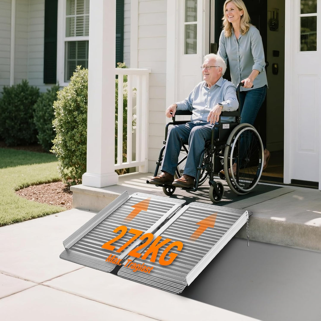 Rollstuhl Rampe Rollstuhrampe Aluminium klappbar 62 cm bis 270 kg mobil faltbar
