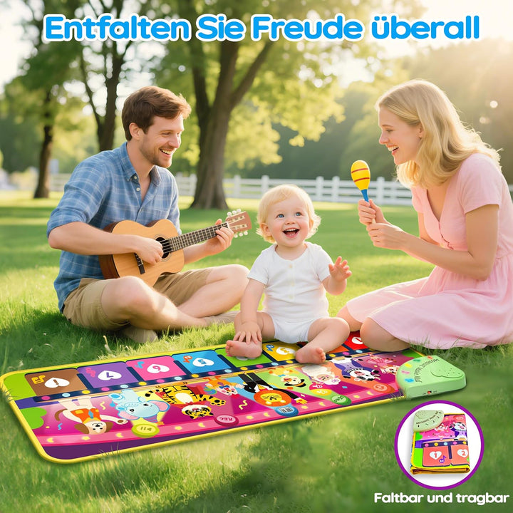 MOMUSE 5-Sprachen Musikmatte (DE/FR/IT/ES/EN), Baby Spielzeug ab 1 Jahr, Multilinguale Klaviermatte