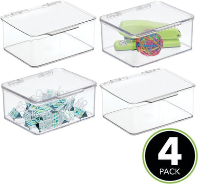 mDesign 4er-Set Schreibtisch Organizer – stapelbarer Büro Organizer aus BPA-freiem Kunststoff – klei