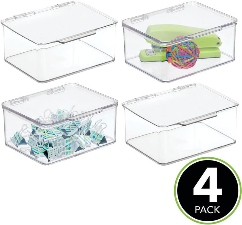 mDesign 4er-Set Schreibtisch Organizer – stapelbarer Büro Organizer aus BPA-freiem Kunststoff – klei