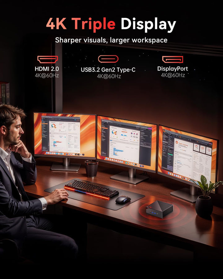 NiPoGi AM06 PRO Mini PC АMD Ryzen 7 7730U (8C/16T, bis zu 4,5 GHz), 16 GB DDR4 512 GB M.2 SSD Mini D