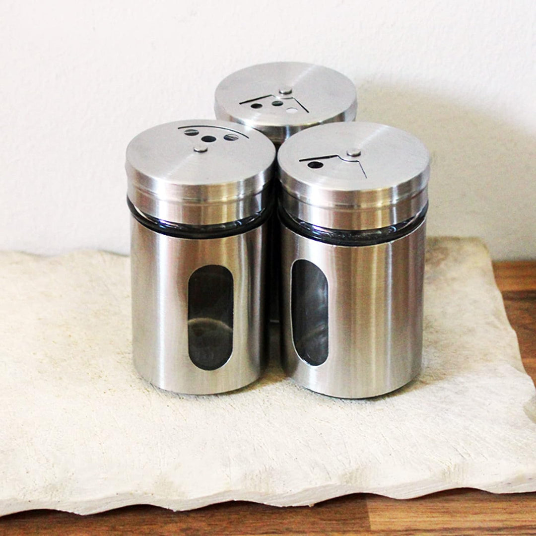 com-four® 12x Salz,- Gewürz,- & Kräuterstreuer Edelstahl (12 Stück - silberfarben), 12 Stück - Silbe