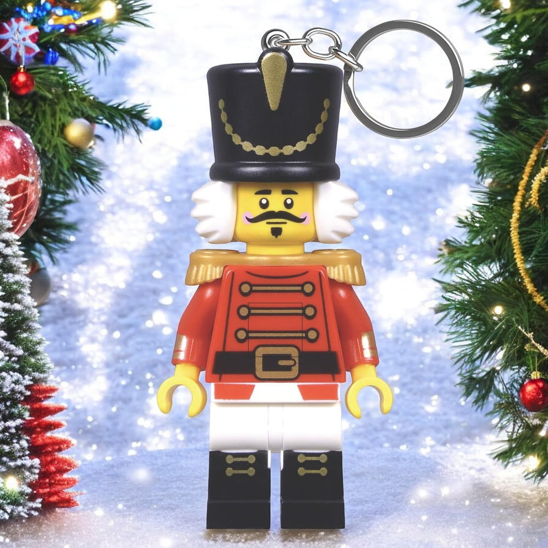 LEGO Iconic Nussknacker Schlüsselanhänger mit LED-Taschenlampe (KE214H) – 9cm grosse Weihnachts-Mini