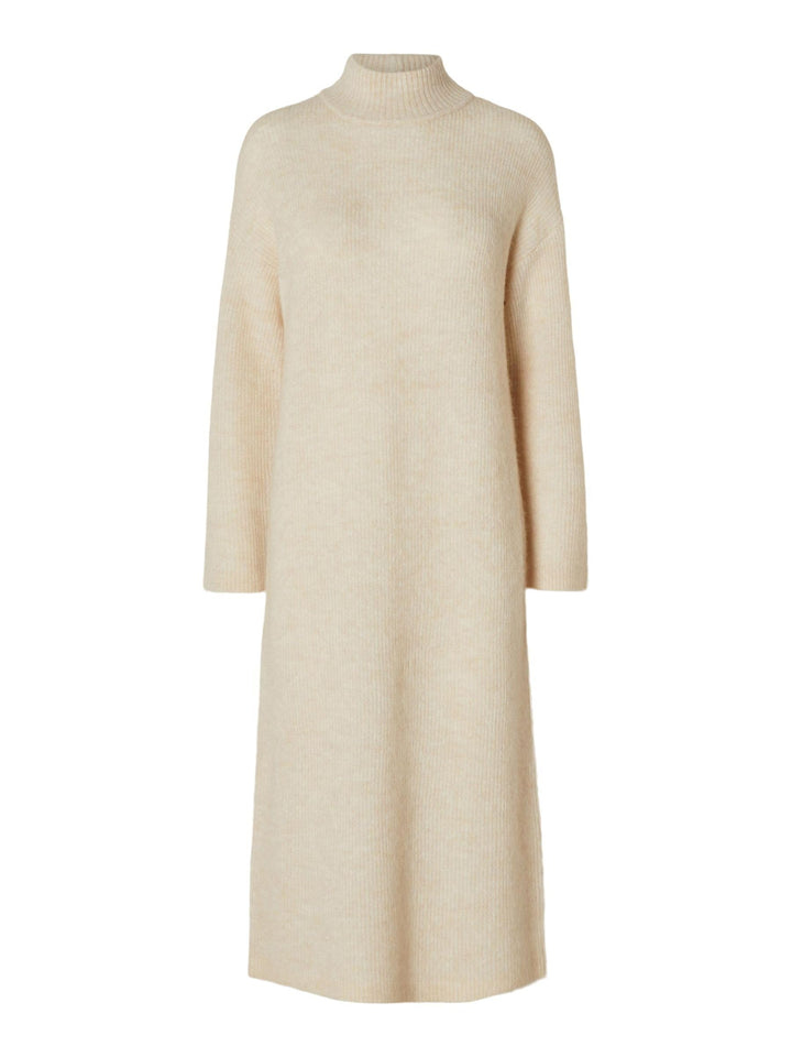 SELECTED FEMME Damen Slfmaline Ls Knit Dress High Neck Noos Strickkleid XL Beige, XL Beige
