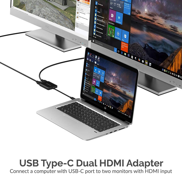 Sabrent USB C auf Dual-HDMI Adapter, HDMI Splitter, Type-C auf HDMI Monitorkonverter unterstützt 4K