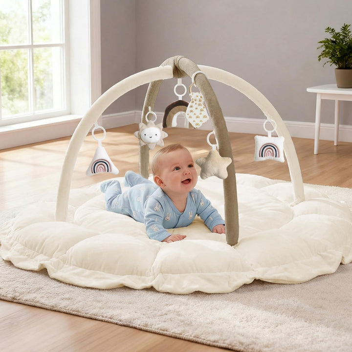 Mallify 5-in-1-Wandelbares Baby-Spielbogen mit 6 Spielzeug, Spieldecke zur Förderung der sensorische