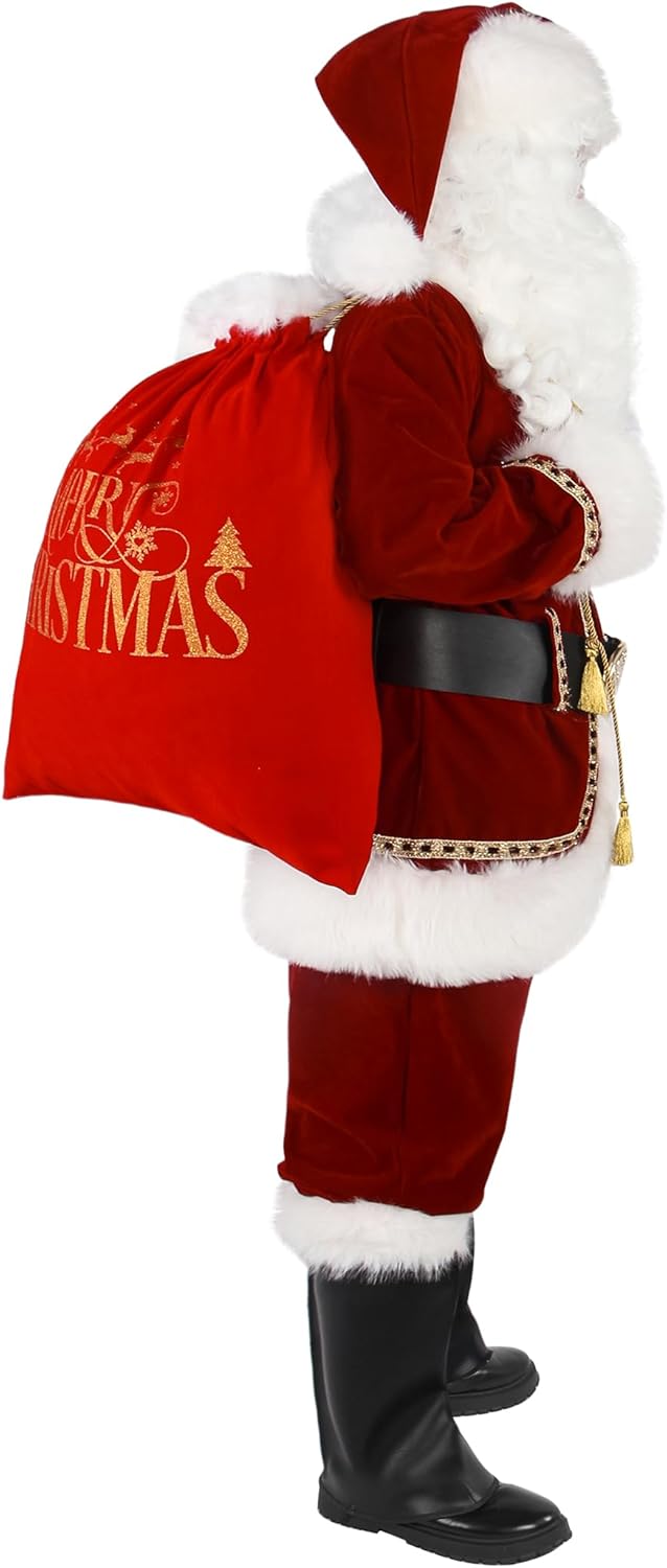 Weihnachtsmann Kostüm für Männer Deluxe professioneller Santa-Anzug für Erwachsene 11 teilig Rotes H