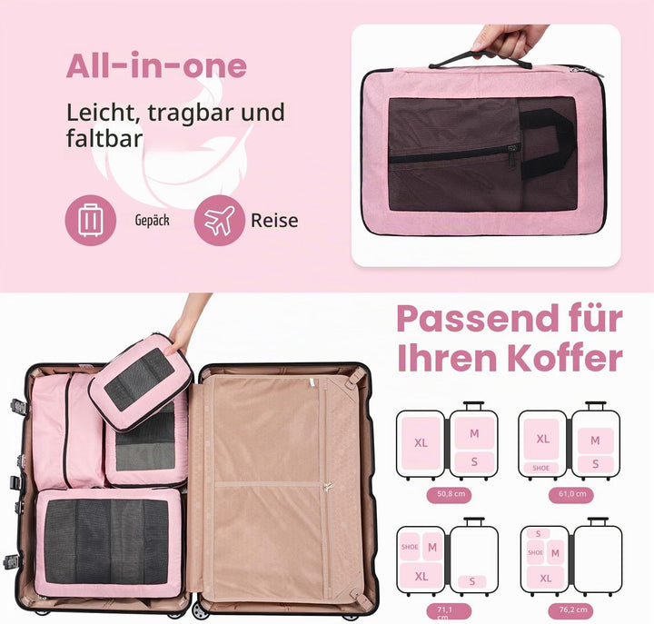 Prezon Kompressions-Packwürfel, Verbessertes Netzfenster, Sichtbar und Tragbar, Erweiterbare Reisege