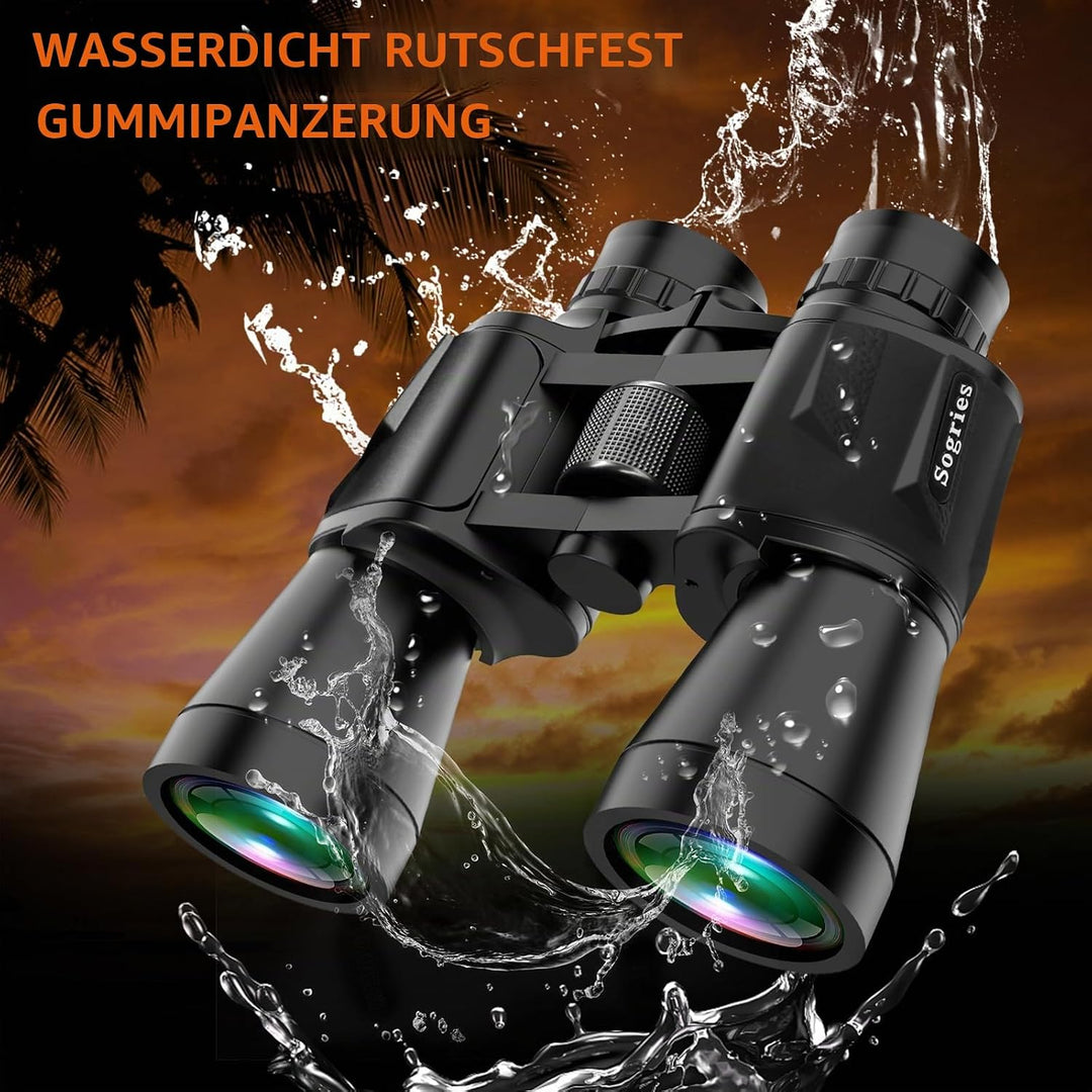 20x50 Fernglas für Erwachsene mit Nachtsicht bei schwachem Licht, kompaktes HD-Profi-/Alltags-Wasser