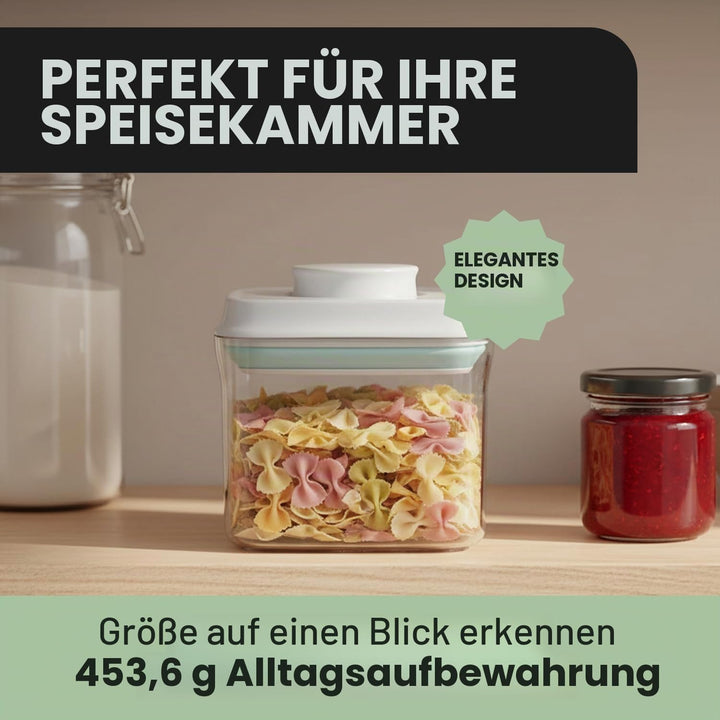 iChewie - BopTop (2er-Set) Luftdichter Lebensmittel-Lagerbehälter - Mechanischer Silikondichtungskan