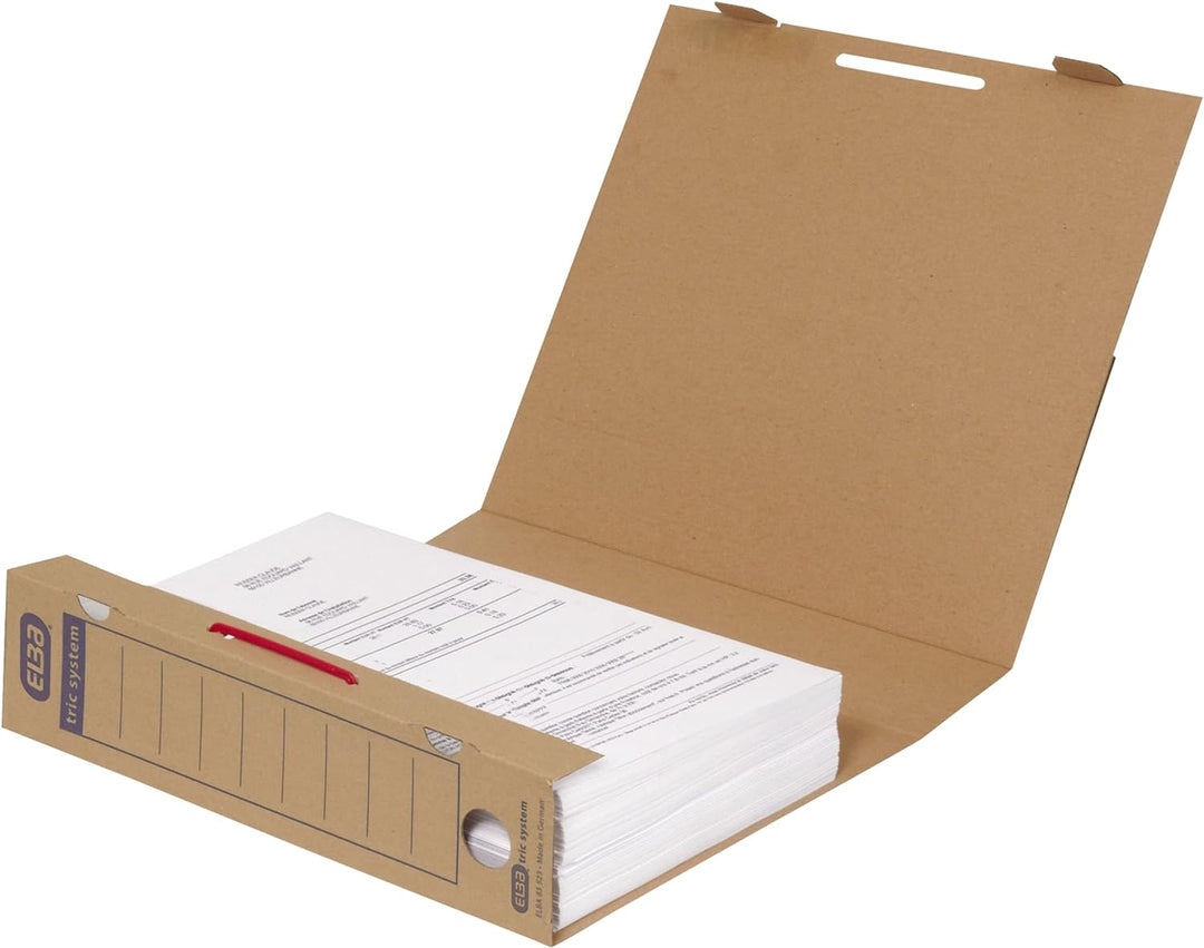Elba Archiv-Ordner tric system, Wellpappe naturbraun, ohne Bündelungsbügel, 30 Stück