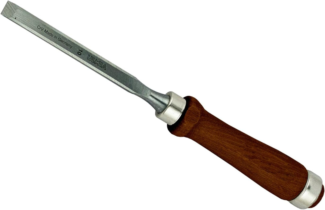 ULMIA Stechbeitel 10 mm mit braunem Griff Gesamtlänge 285 mm inklusive dunklem Holzheft, 167-10