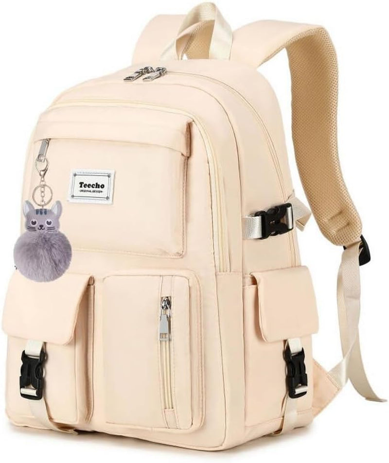 Ternbay Mädchen Schulrucksack Frauen Laptop Rucksack Niedliche Schultasche für Mädchen Crème Creme,