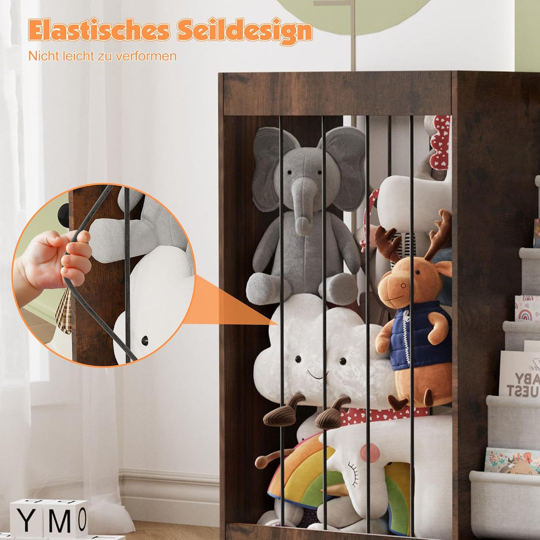 NACHES Kinder Organizer für Kinderzimmer Spielzimmer (Braun, 90x34x80cm) | Spielzeugregal Kuscheltie