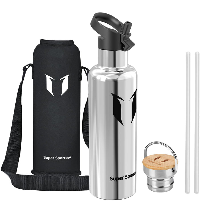 Super Sparrow Trinkflasche Edelstahl - 350ml/500ml/620ml/750ml/1L - Auslaufsicher Thermoskanne, BPA-