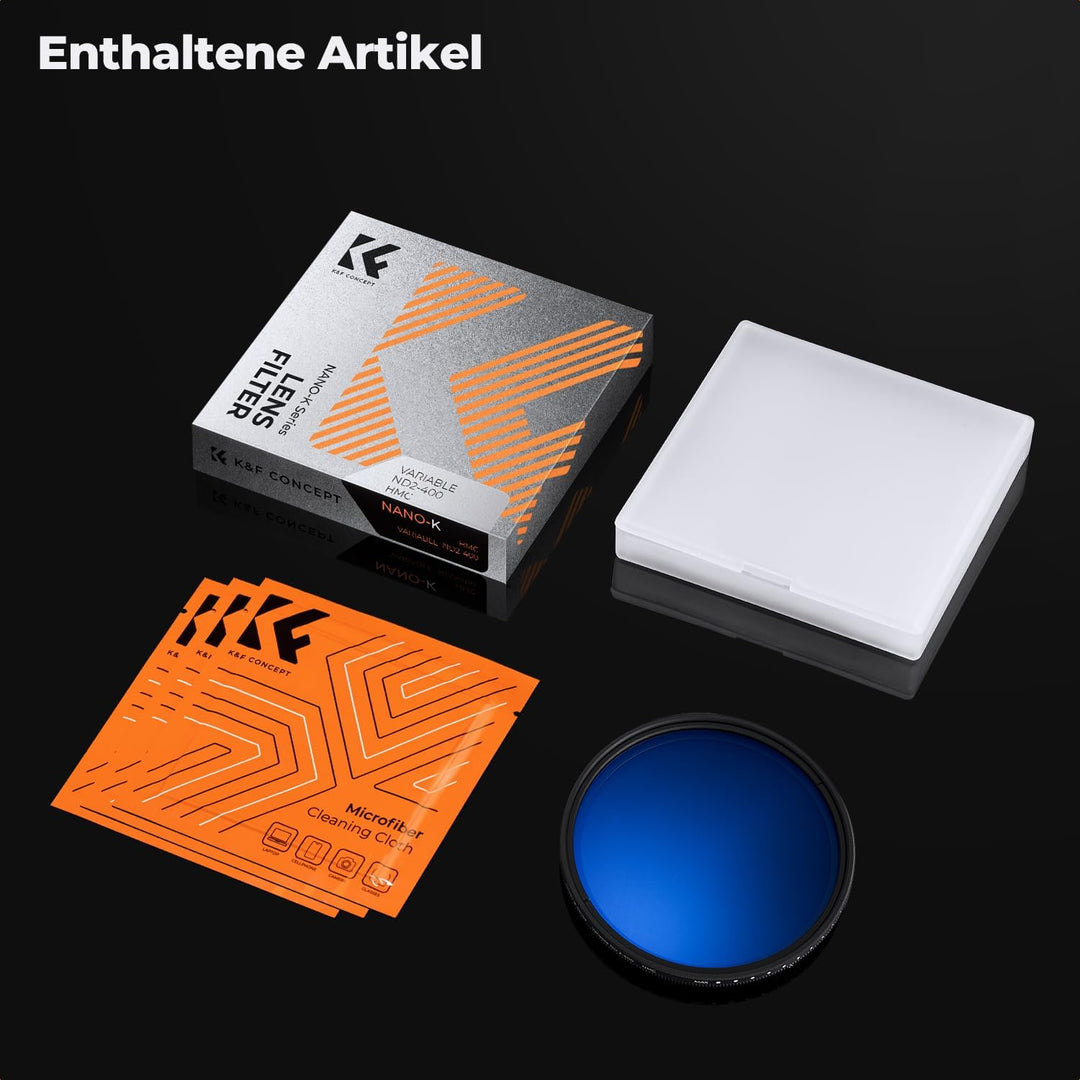 K&F Concept K-Serie 58mm ND Filter Slim Variabler Graufilter ND2-400 (1-9 Stop) Neutral Graufilter,