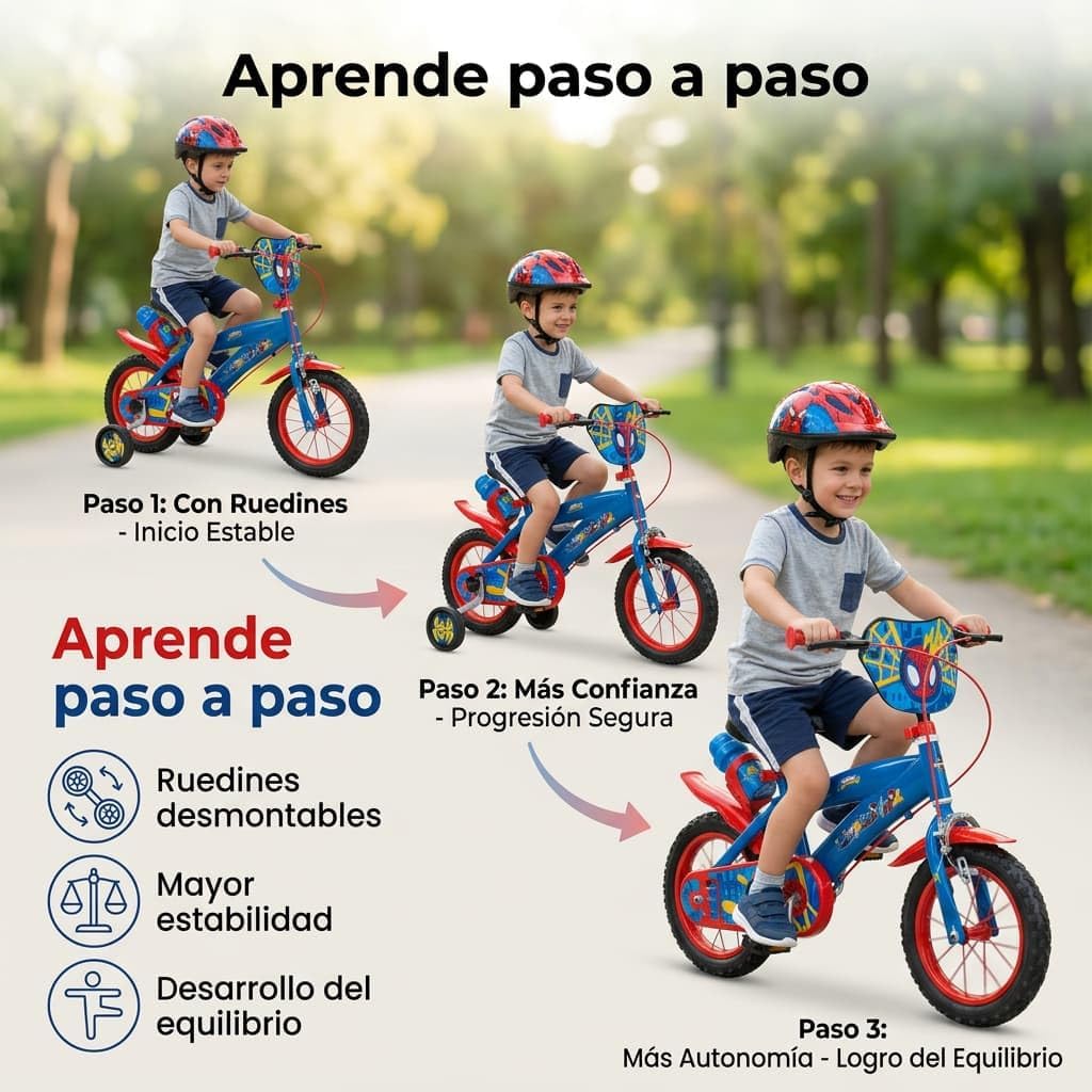 TOIMSA Jungen Fahrrad 30,5 cm (12 Zoll) Spiderman Huffy (3/5 Jahre), bunt, Klein