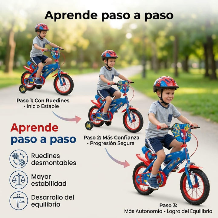 TOIMSA Jungen Fahrrad 30,5 cm (12 Zoll) Spiderman Huffy (3/5 Jahre), bunt, Klein