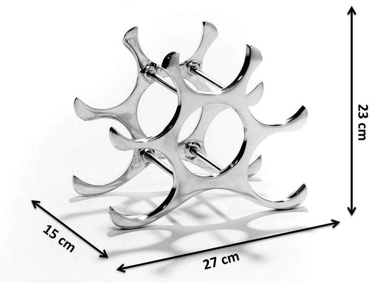 Kobolo Weinregal Flaschenhalter Circle - Metall poliert - Silber - für 6 Flaschen