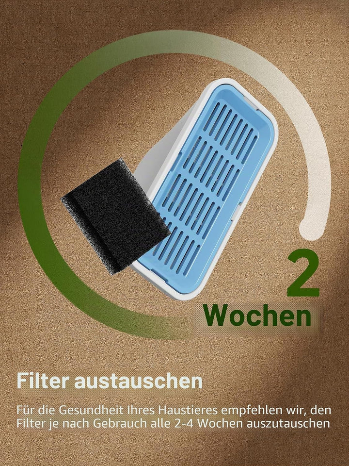 Ersatz-Katzen-Wasserbrunnenfilter, 9 Filter und 9 Vorfilterschwämme für 3,2 l Edelstahl-Wasserbrunne