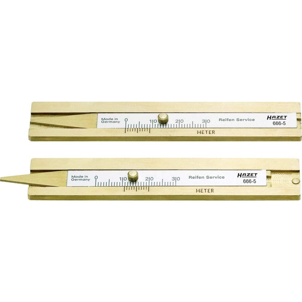 HAZET Reifenprofil-Tiefenmesser 666-5, präzise 0,1 mm Ablesung, 30 mm Messtiefe, stabile Hartmessing