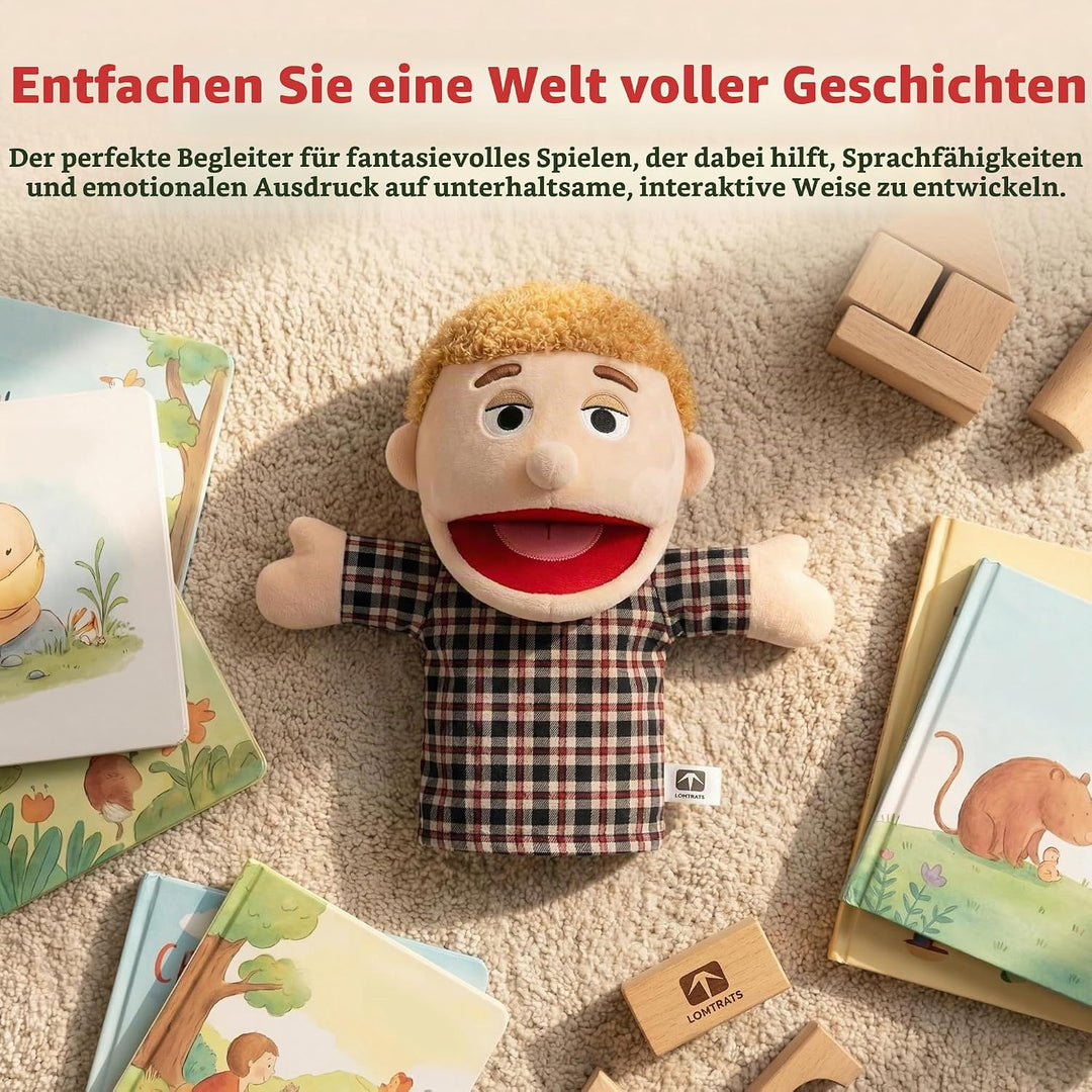LOMTRATS Familie Handpuppen für Kinder, beinhaltet Opa, Oma, Papa, Mama, Tochter, Sohn mit beweglich