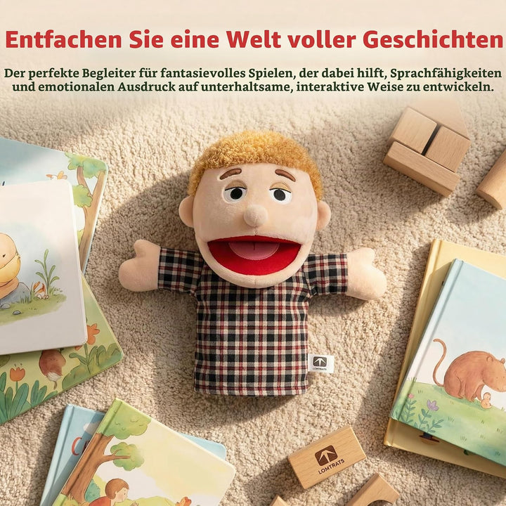 LOMTRATS Familie Handpuppen für Kinder, beinhaltet Opa, Oma, Papa, Mama, Tochter, Sohn mit beweglich