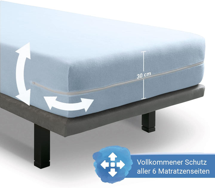 Velfont – Elastischer Matratzenbezug mit Reissverschluss, Frottee Baumwolle Matratzenauflage | Matra