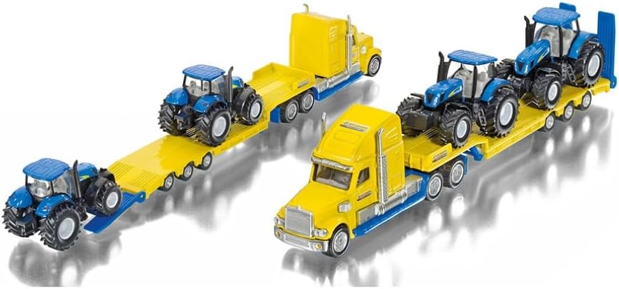 siku 1805, LKW mit New Holland Traktoren, 1:87, Metall/Kunststoff, Gelb/Blau, Viele Funktionen LKW m