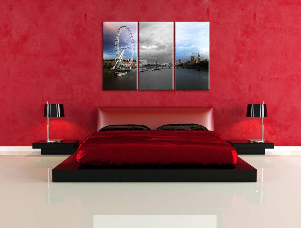 Eindruckvolles London Eye Riesenrad schwarz/weiss 3-Teiler Leinwandbild 120x80 Bild auf Leinwand, XX