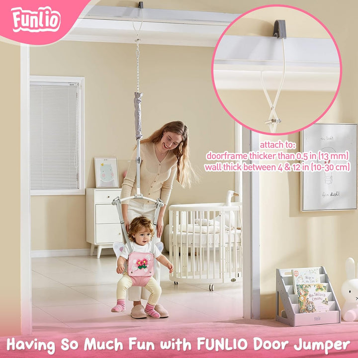 FUNLIO Baby-Türhüpfer in rosa Schmetterling-Design für 6–24 Monate, Tür-Hüpfer mit Türklemme und ver