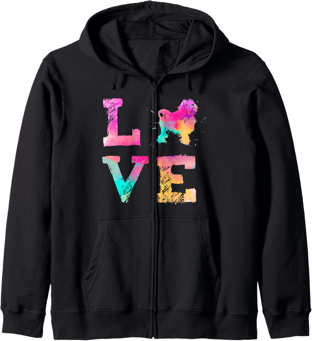 Bunte Aquarellmalerei Lowchen Hund Love-r Kapuzenjacke
