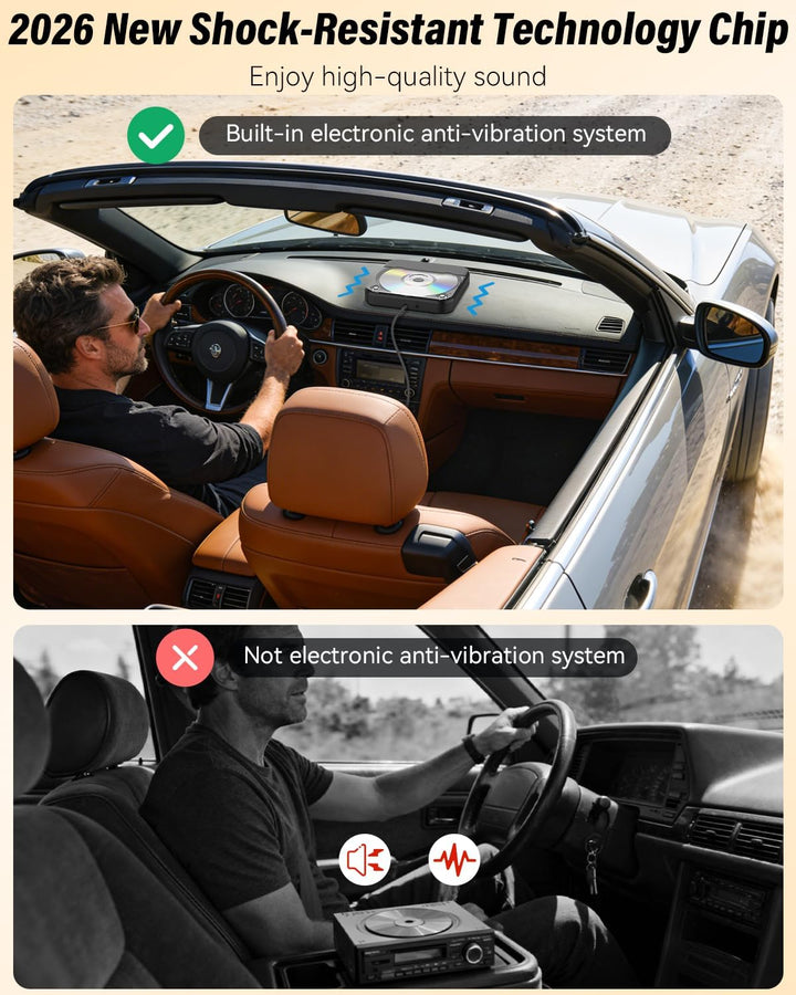 MONODEAL Externer CD Player für Auto, Plug-and-Play Auto CD-Player mit USB/AUX Anschluss, Universell