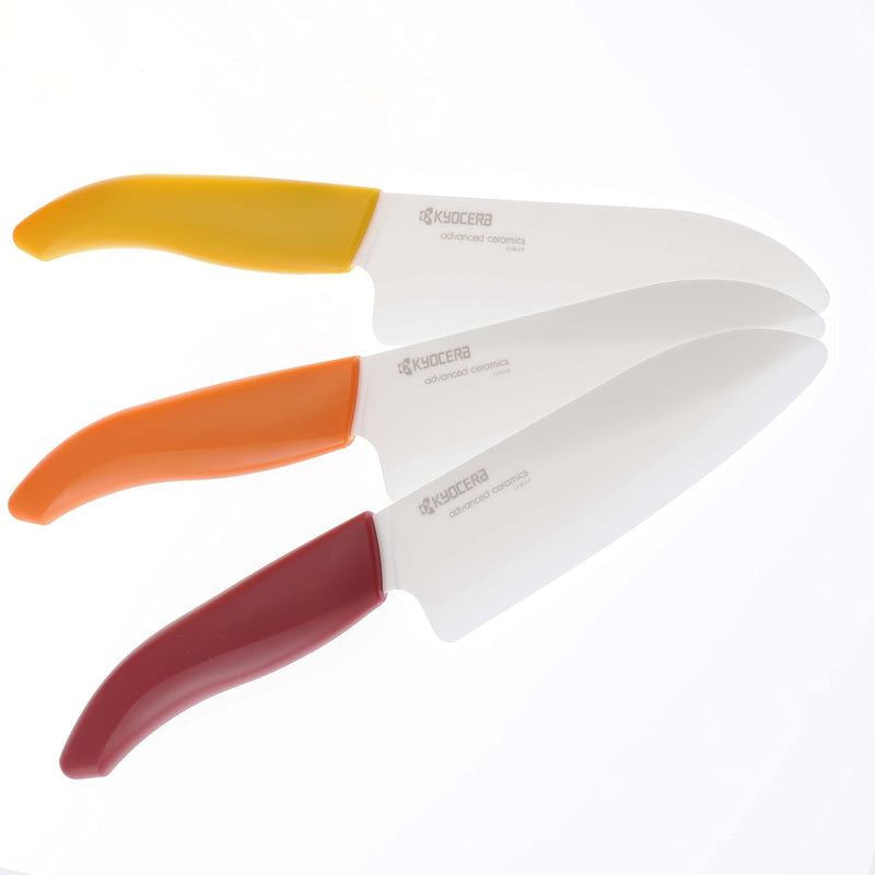 KYOCERA GEN COLOUR Santoku Keramikmesser FK-140WH-RD Santokumesser mit extrem scharfer Keramikklinge