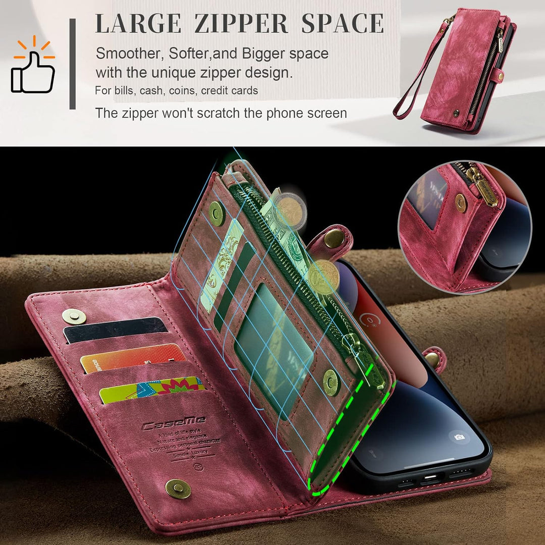 UFinetech iPhone 14 Hülle, Flip Leder TPU Stossfeste Kartenfach Tasche Handyhülle iPhone 14 (6,1 Zol