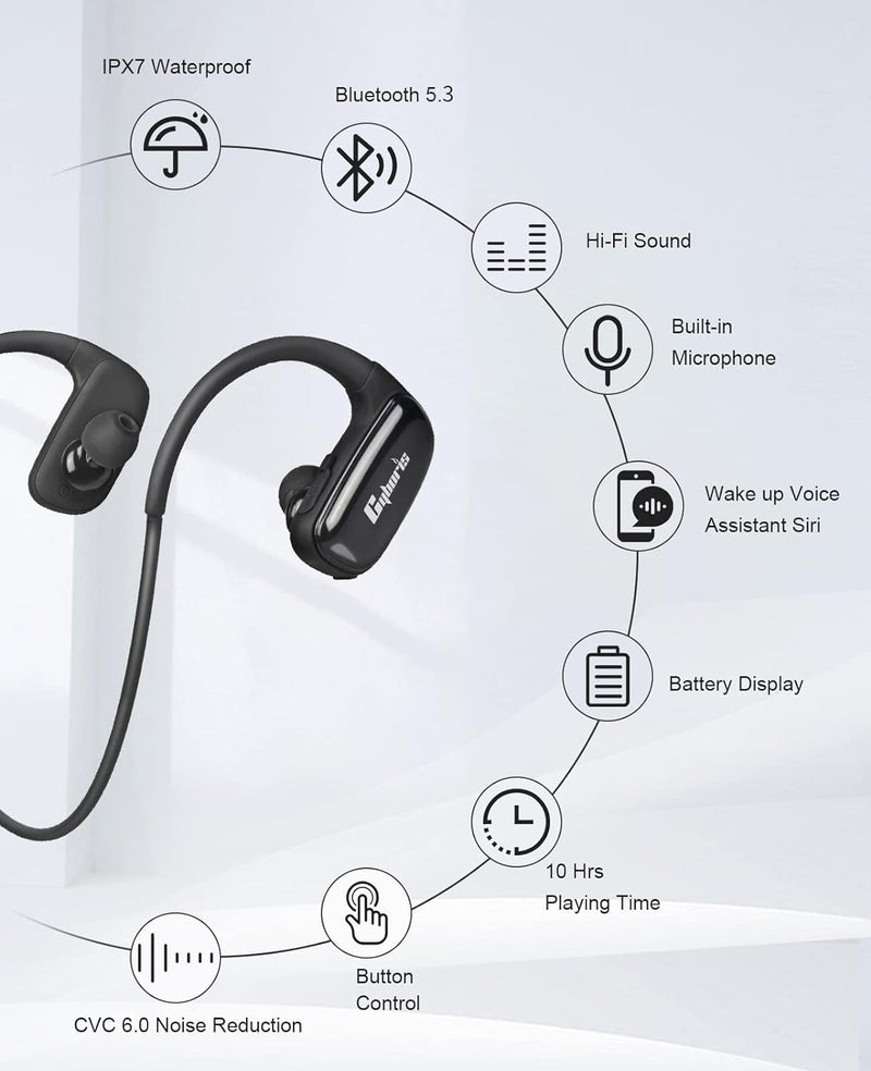 CYBORIS 16 GB eingebauter Speicher MP3-Player Bluetooth Headset Schwimmen Laufen Kopfhörer IPX7 Wass