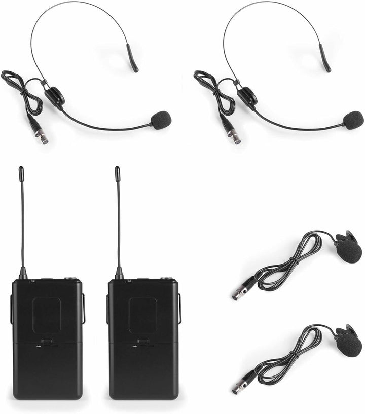 VONYX WM522B - Mikrofon Empfänger mit 2 drahtlosen VHF-Bodypacks mit Headset Mikrofone, Mikrofonset,