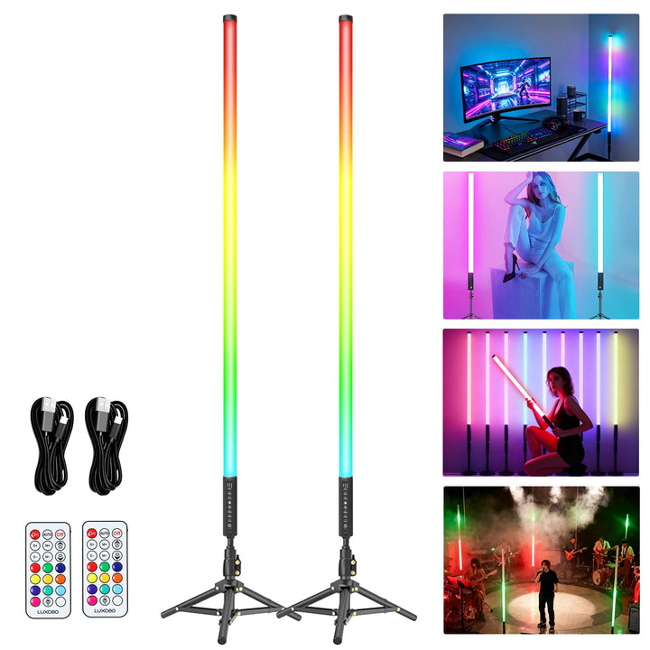 2 Stück 120cm LED Videolicht Mood1 Pro mit Stativ, LED Handheld Fotografie Lichtdimmbar und Musikmod