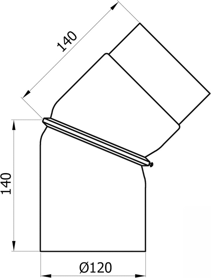 raik Rauchrohrbogen/Ofenrohrbogen 0-45° drehbar 2-teilig 120 mm Durchmesser ohne Reinigungsöffnung S