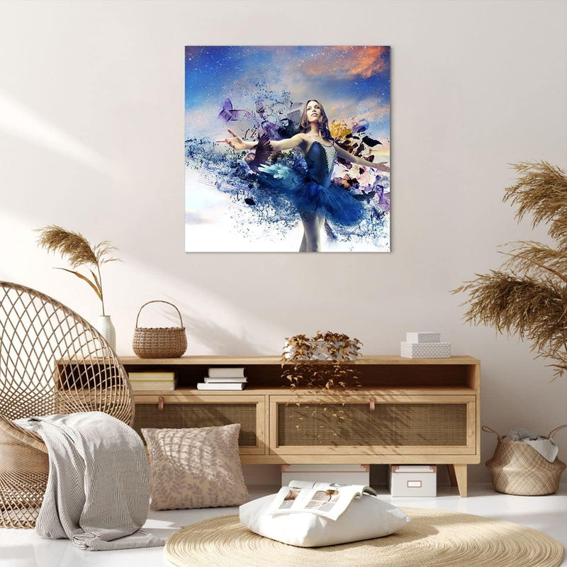 Bilder auf Leinwand 70x70cm Leinwandbild Ballerina Tänzer Tüll Kleid Gross Wanddeko Bild Schlafzimme