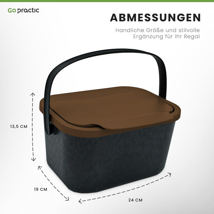 Go Practic Set von 3+1 Mülleimer Stapelbox | Abfalltrennsystem zur Mülltrennung in der Küche | Abfal