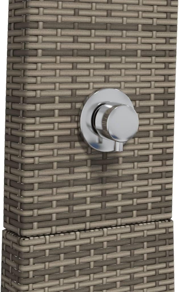 Rattan Gartendusche mit 180° Regenduschkopf Grosser Pooldusche mit Lattenboden Outdoor Dusche für Ga