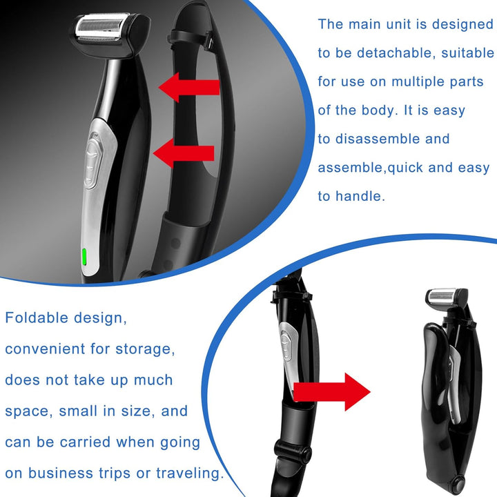 Elektrisch Herren-Rückenrasierer, Multifunktionell Rücken Rasierer mit Verlängerter Griff, Nass- und